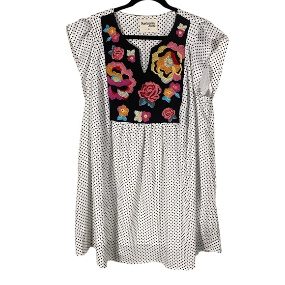 Savanna Jane Embroidered Babydoll Dress 1X - Picture 1 of 8